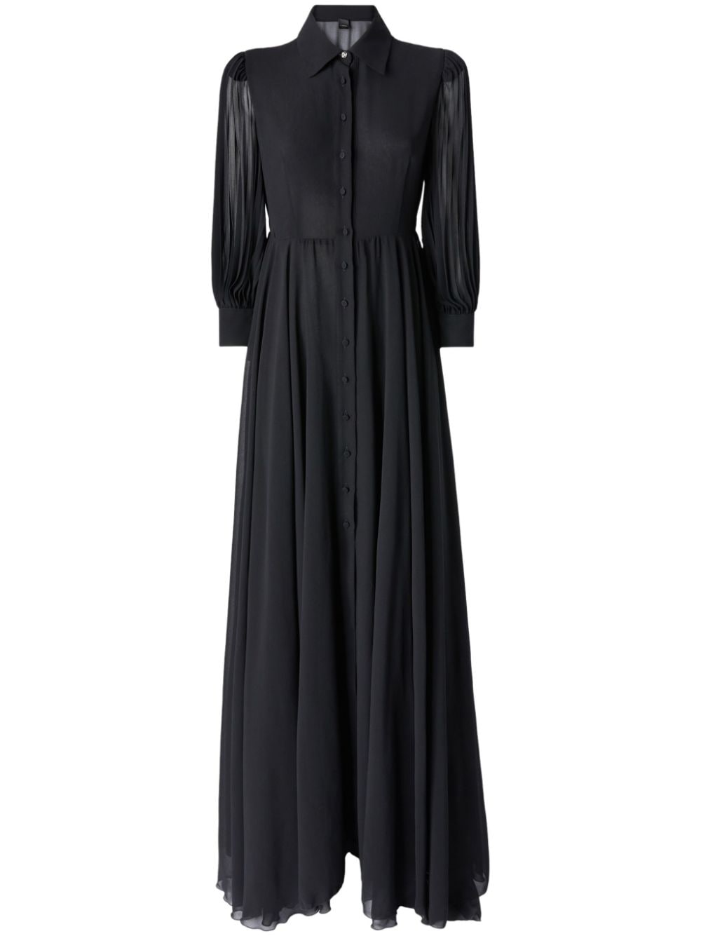 Long shirt dress with transparent back in black