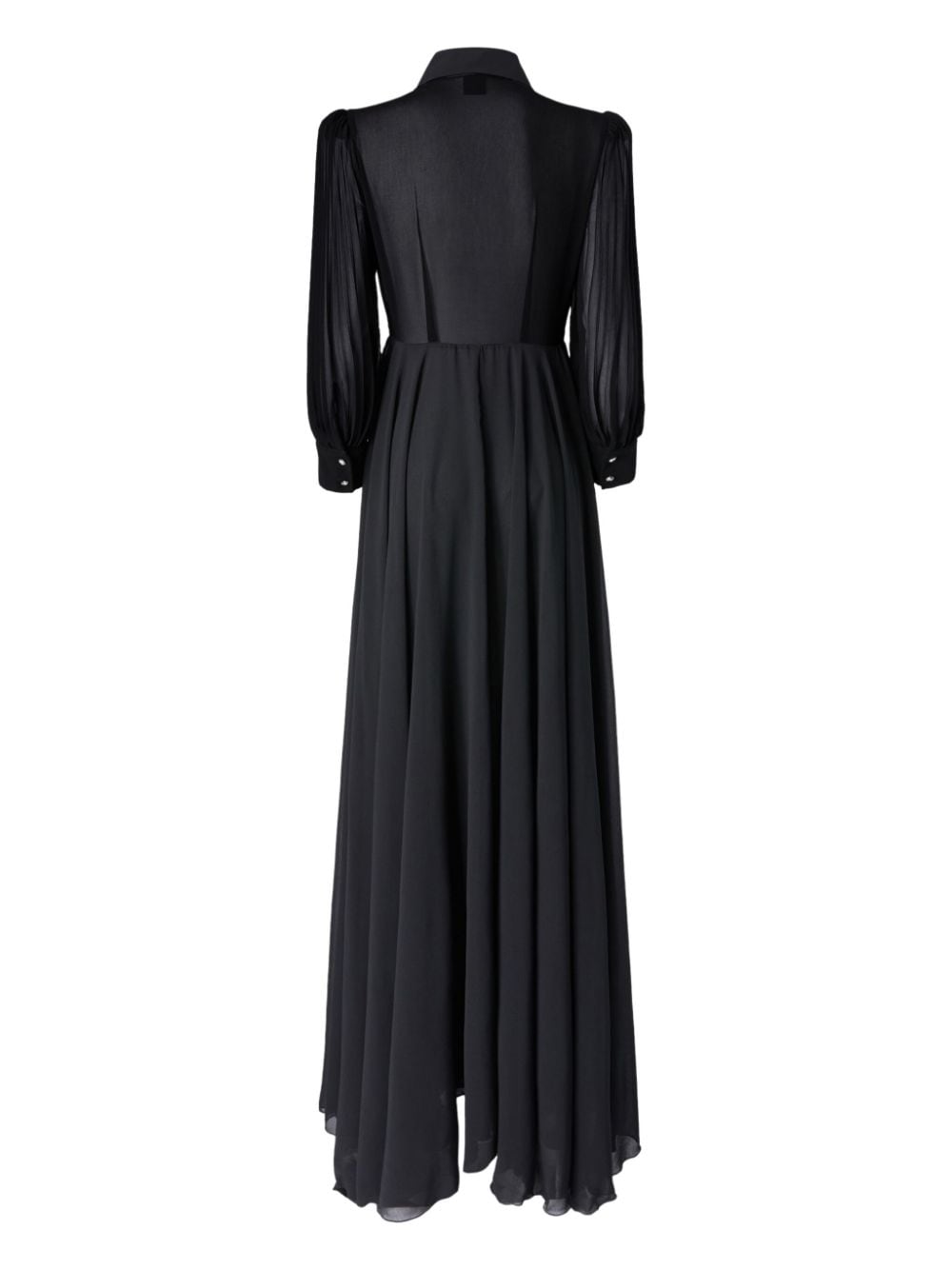 Long shirt dress with transparent back in black