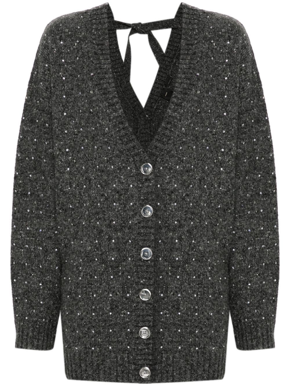 Cardigan grigio con strass lana