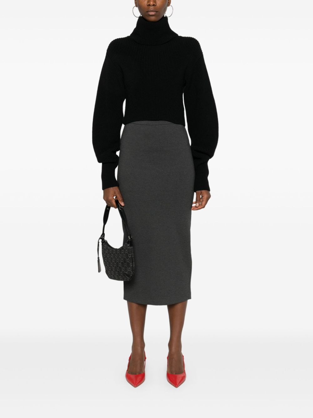 Charcoal grey midi skirt