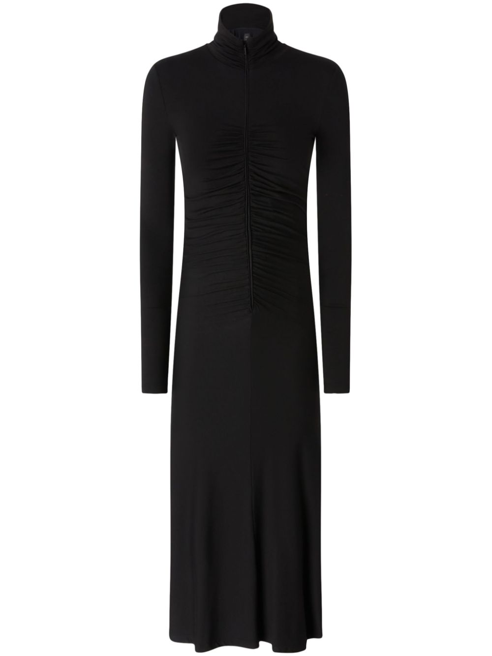 Long dress with draped waist in black