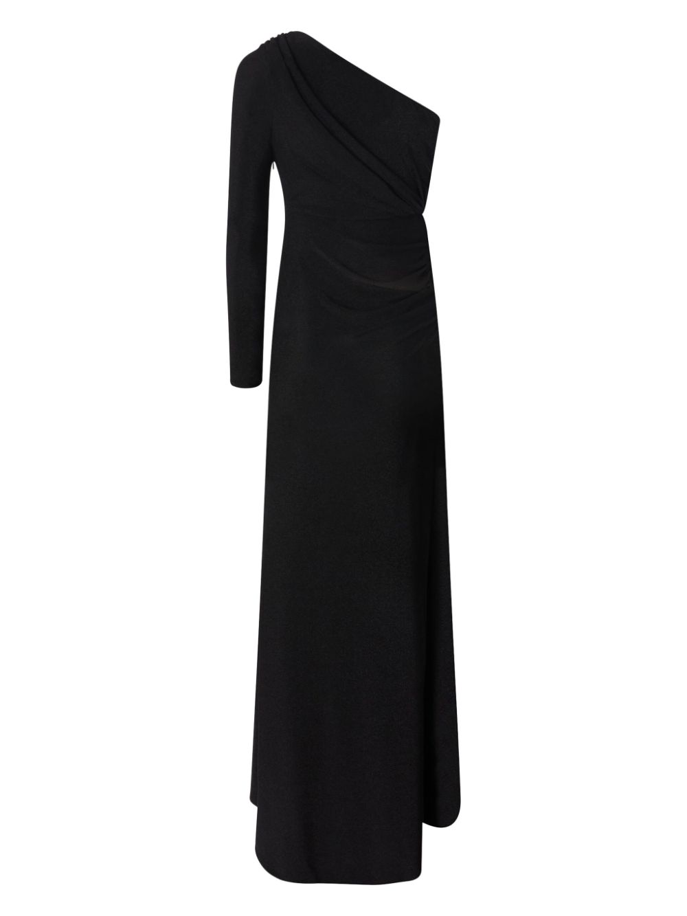 Black Draped One Shoulder Long Dress