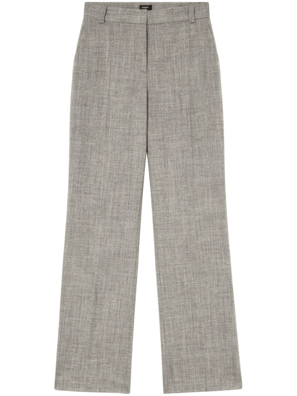 Grey wool melange effect trousers