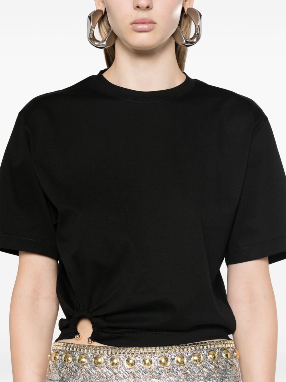 Black T-shirt with piercing