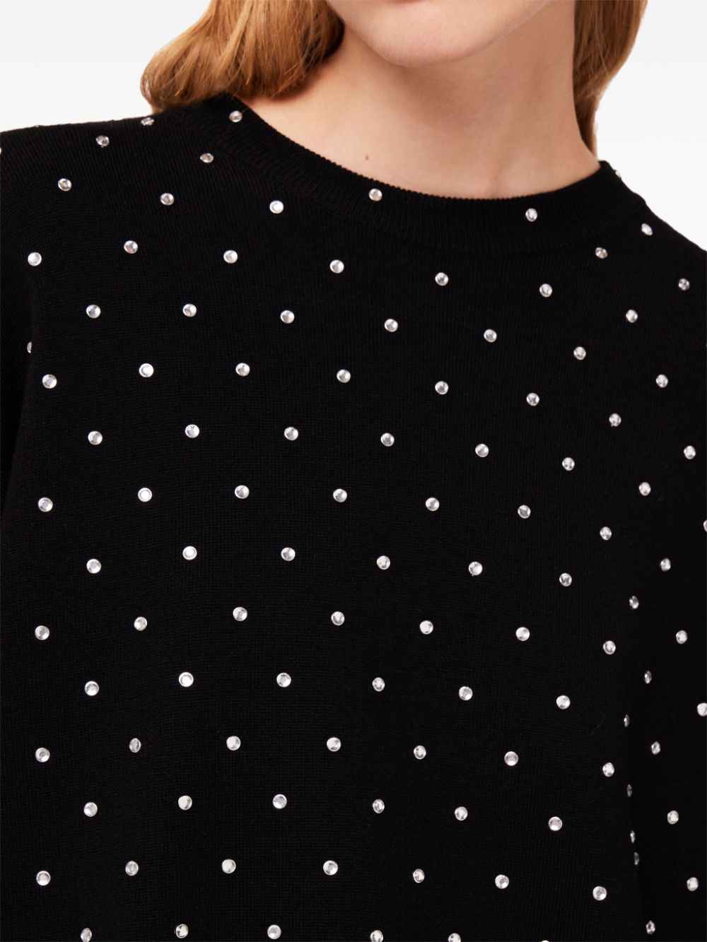 Black sweater with rhinestones all-over wool