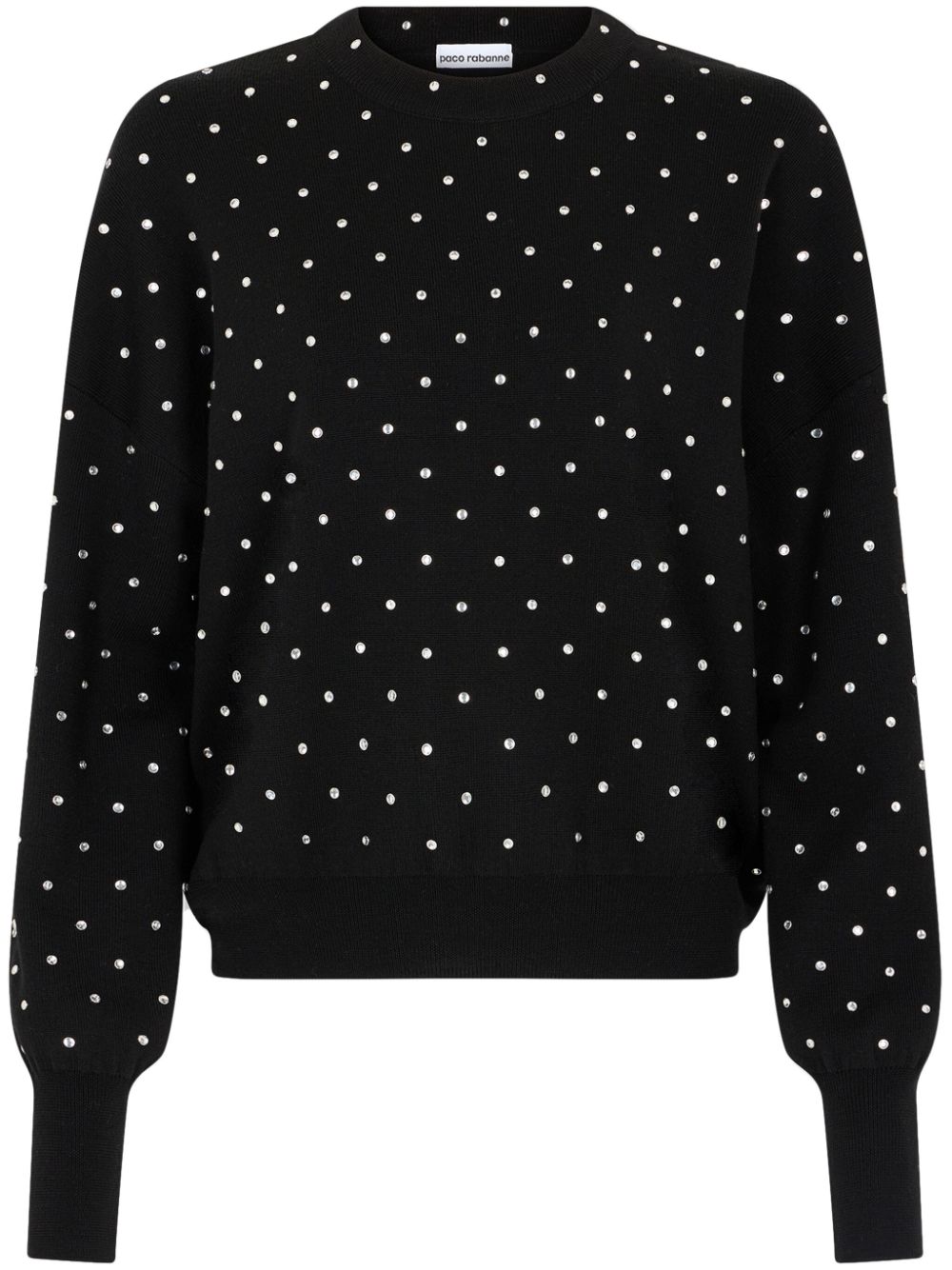 Black sweater with rhinestones all-over wool