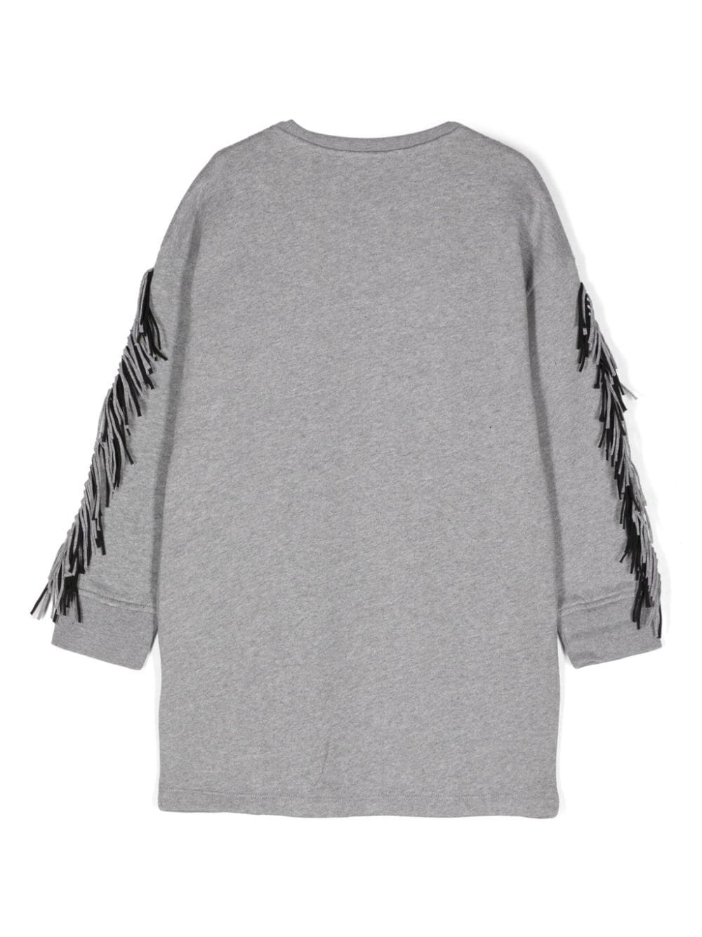 Grey sweatshirt dress with fringes