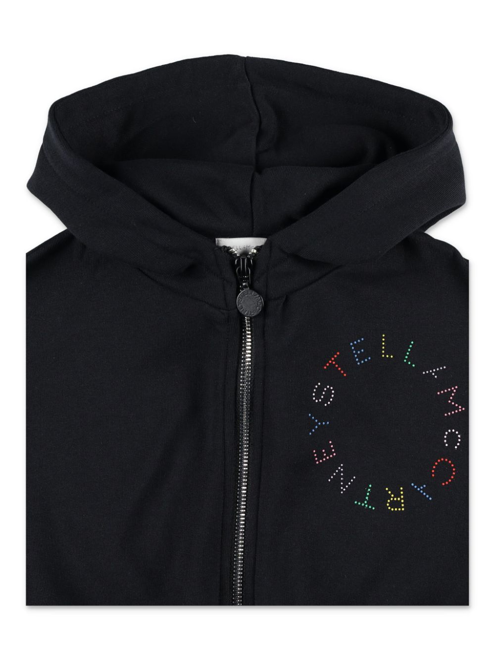 Felpa nera retro logo ricamo multicolor