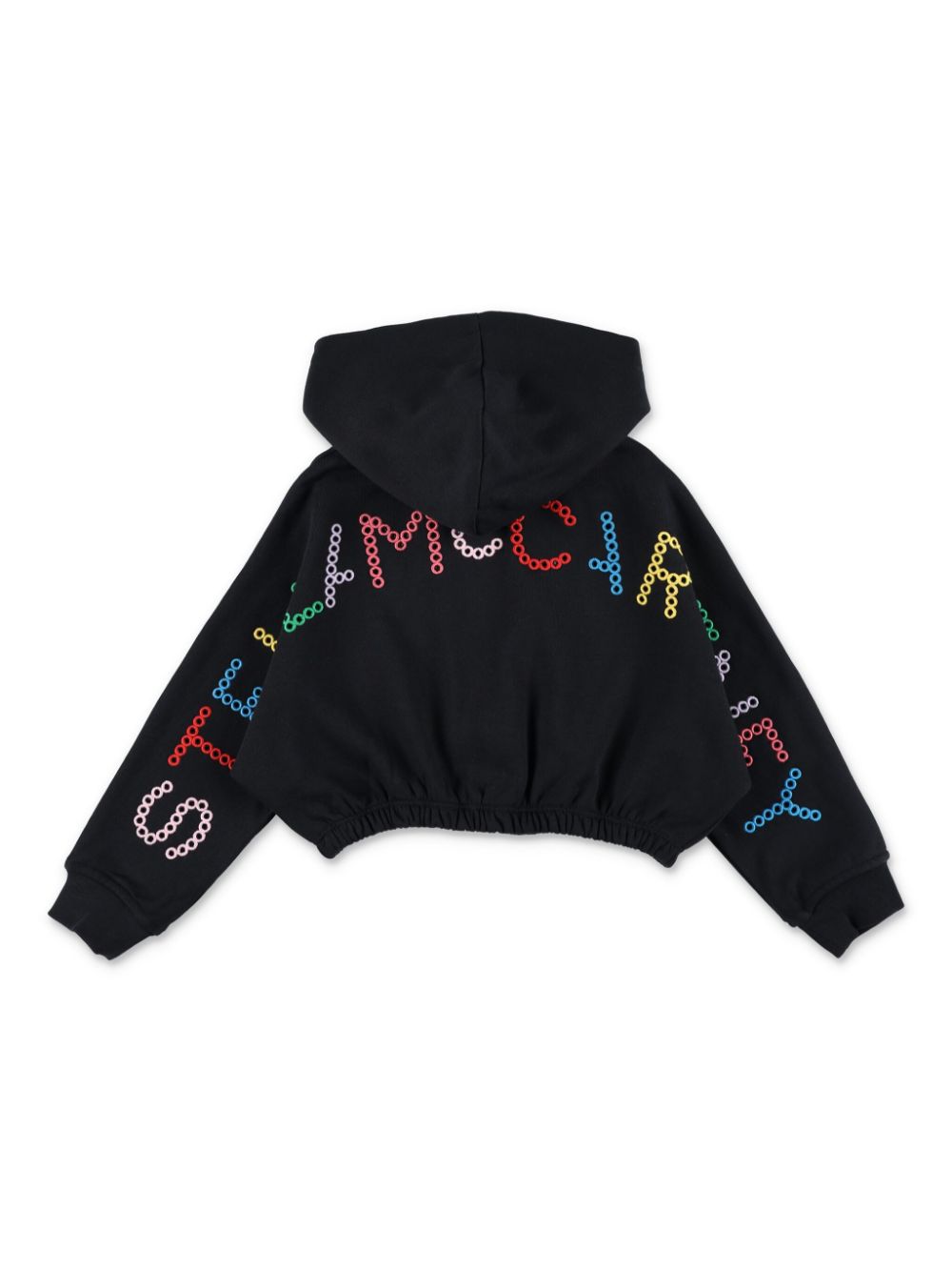 Black sweatshirt with multicolor embroidery logo back