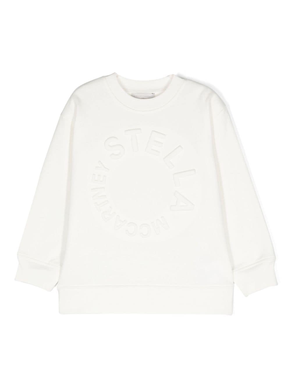 White sweatshirt with embossed logo