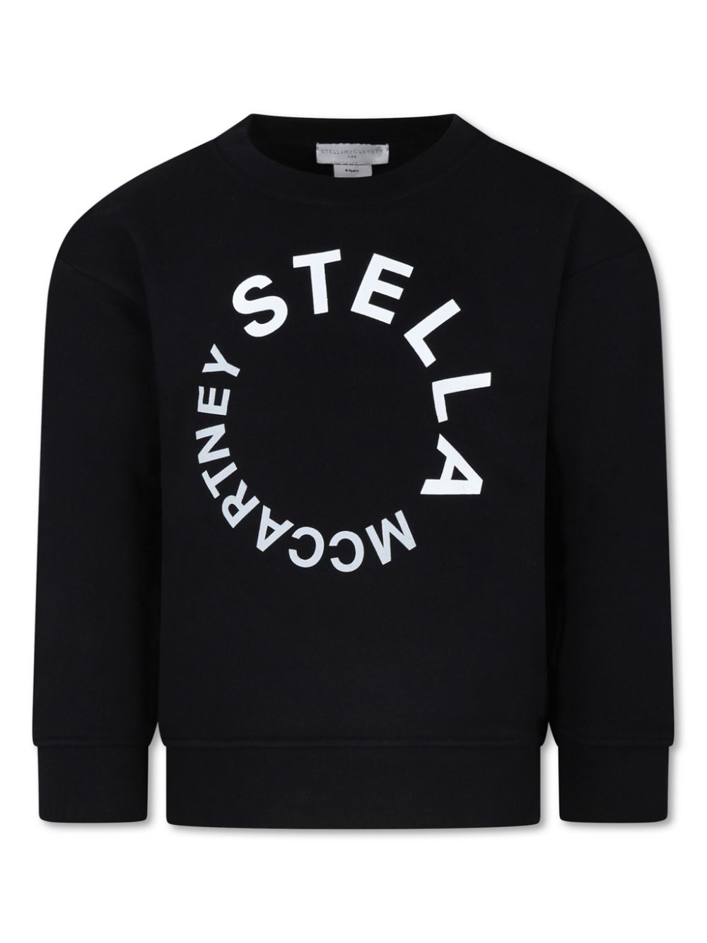 Black sweatshirt with circular logo print