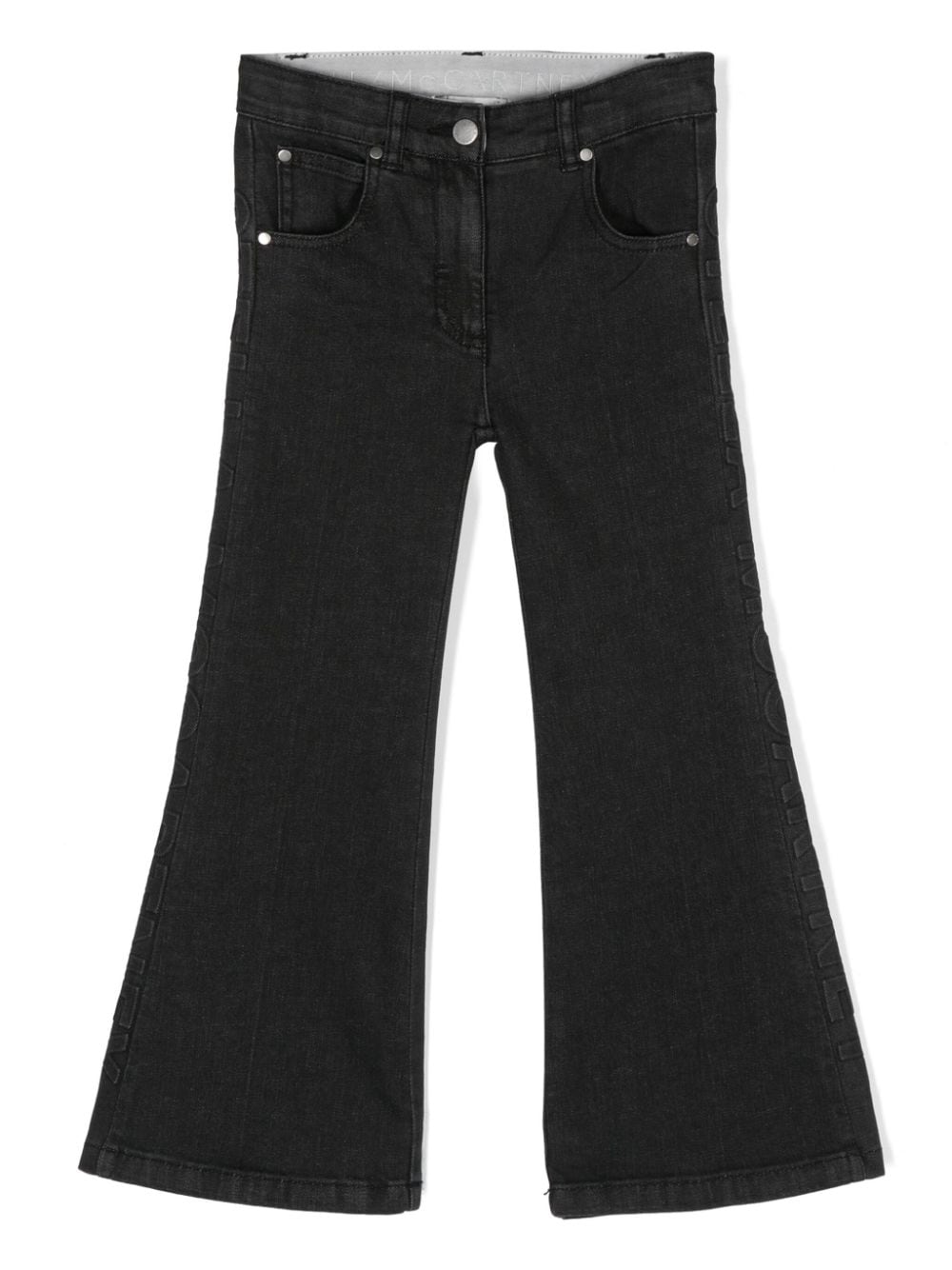 Black flared jeans with side logo