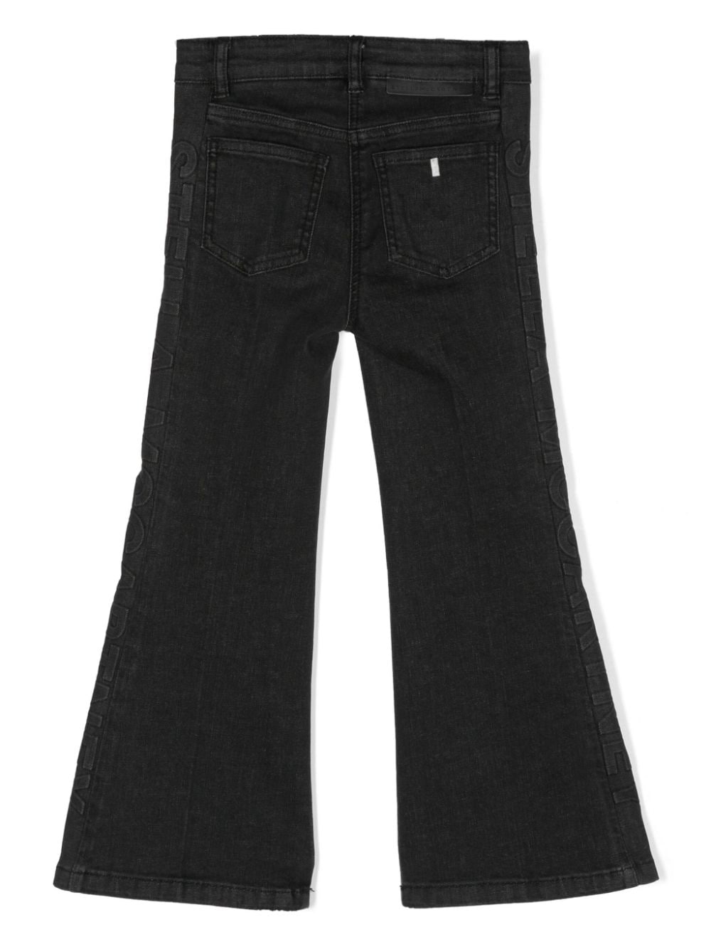 Black flared jeans with side logo