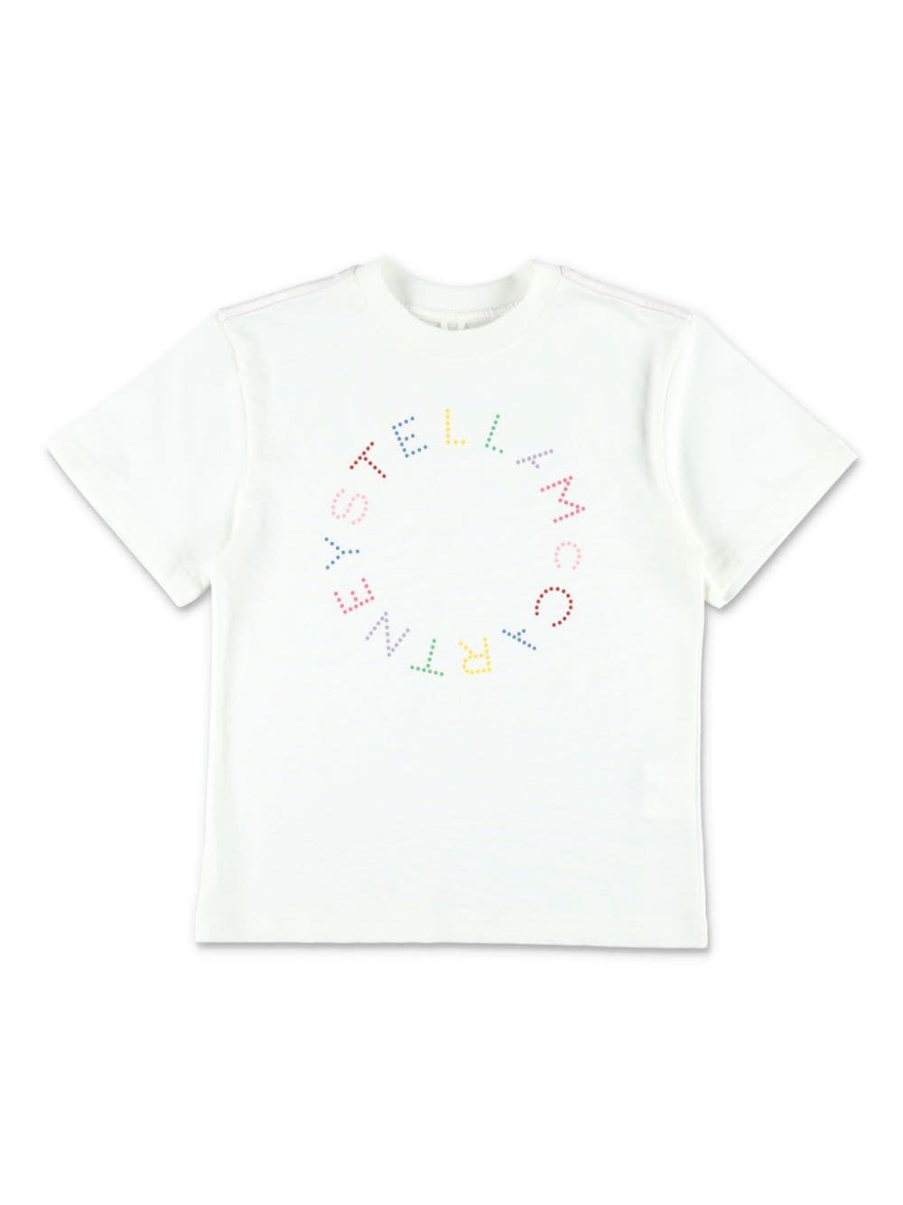 Ivory T-shirt with multicolor circular logo