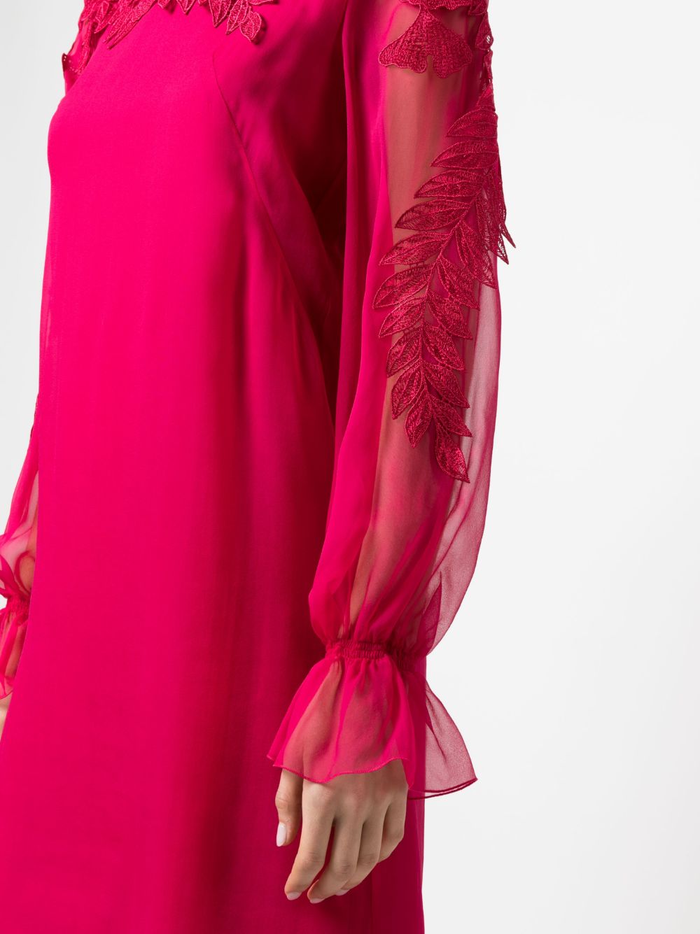 Fuchsia dress with sheer sleeves