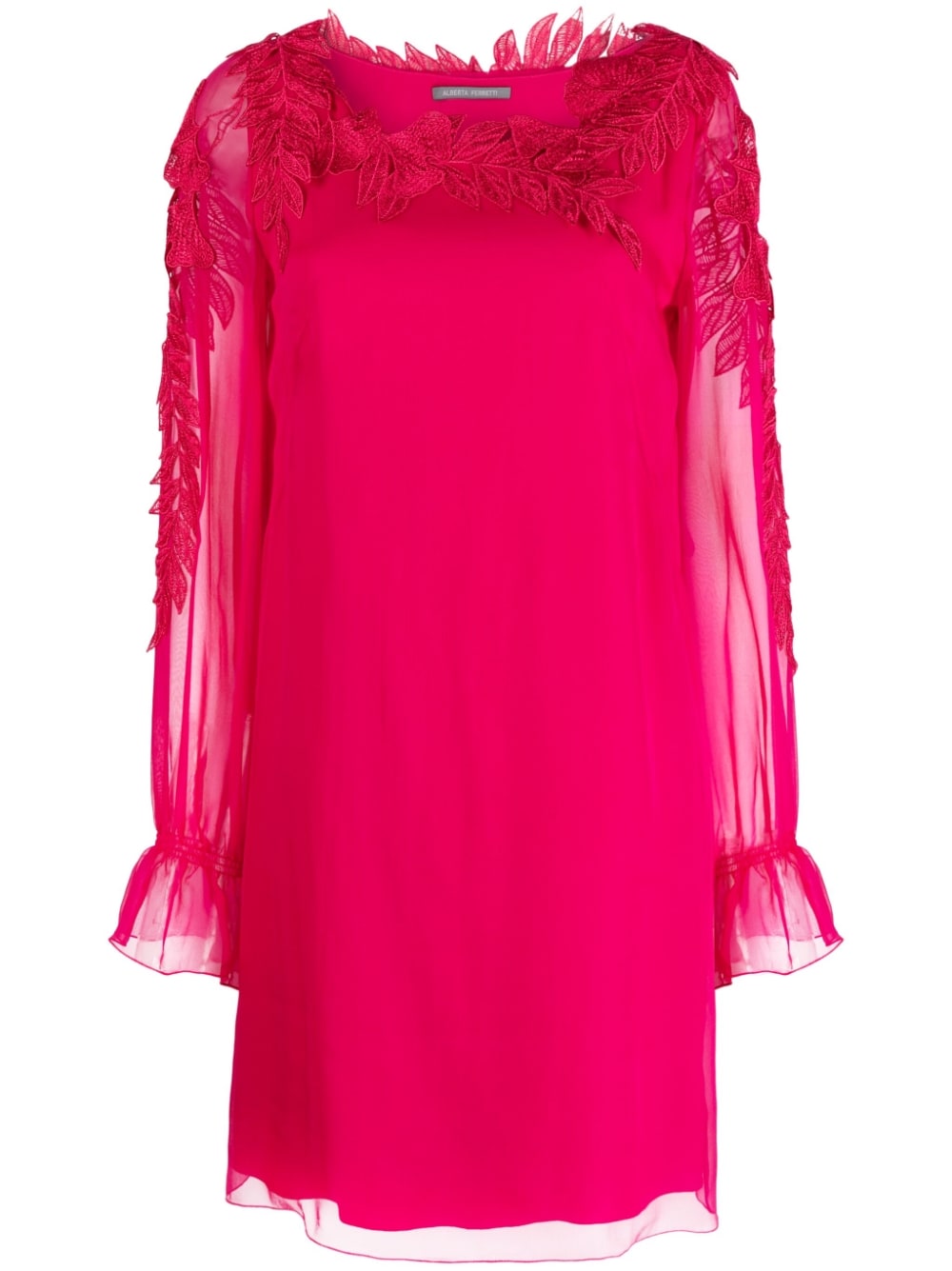 Fuchsia dress with sheer sleeves