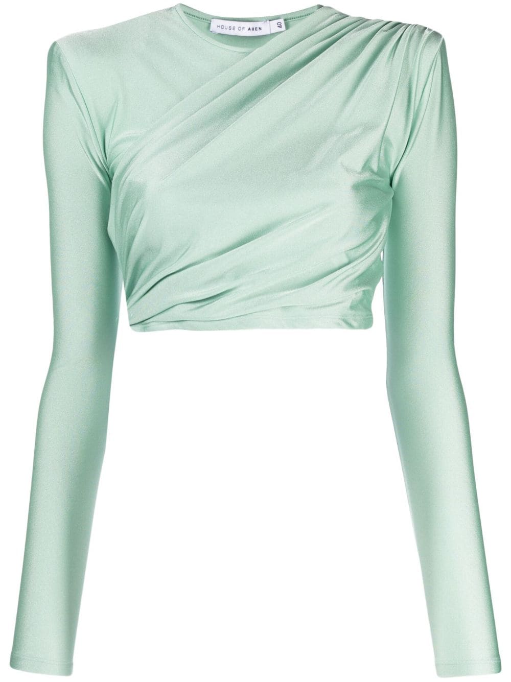 Crop top drappeggiato verde acqua