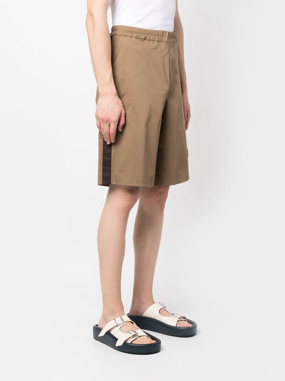 Brown Bermuda shorts with side stripes