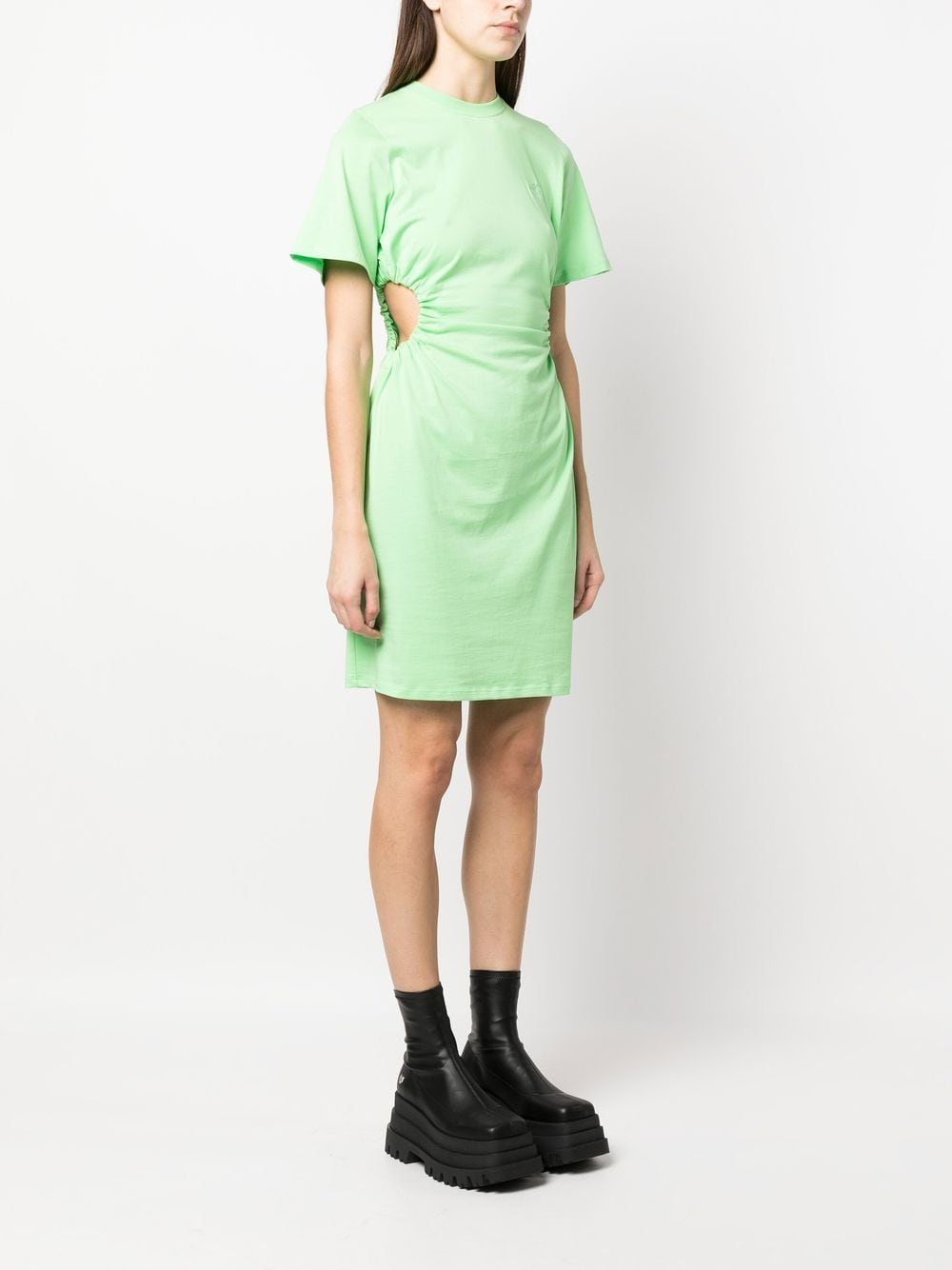 Fluorescent green cut-out dress