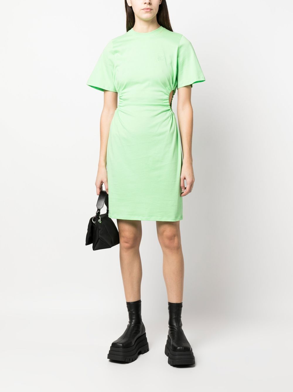 Fluorescent green cut-out dress