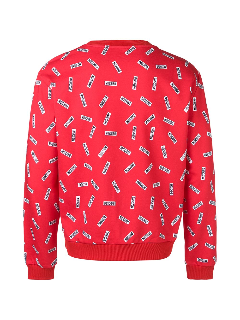 Red sweatshirt with logo rectangles