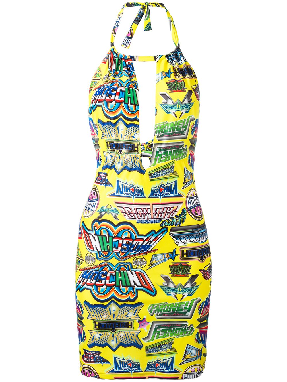 Yellow dress with all-over logo print