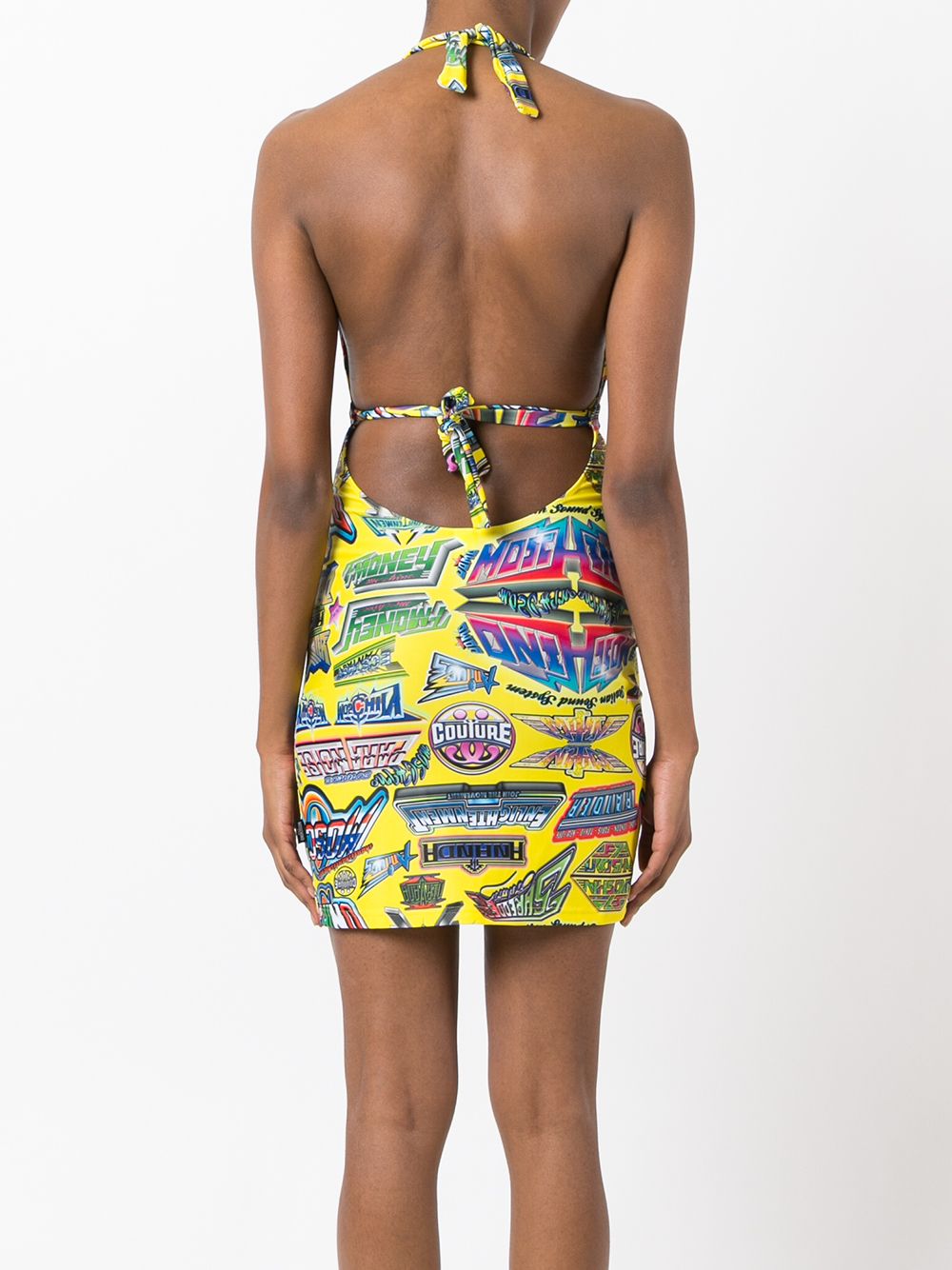 Yellow dress with all-over logo print