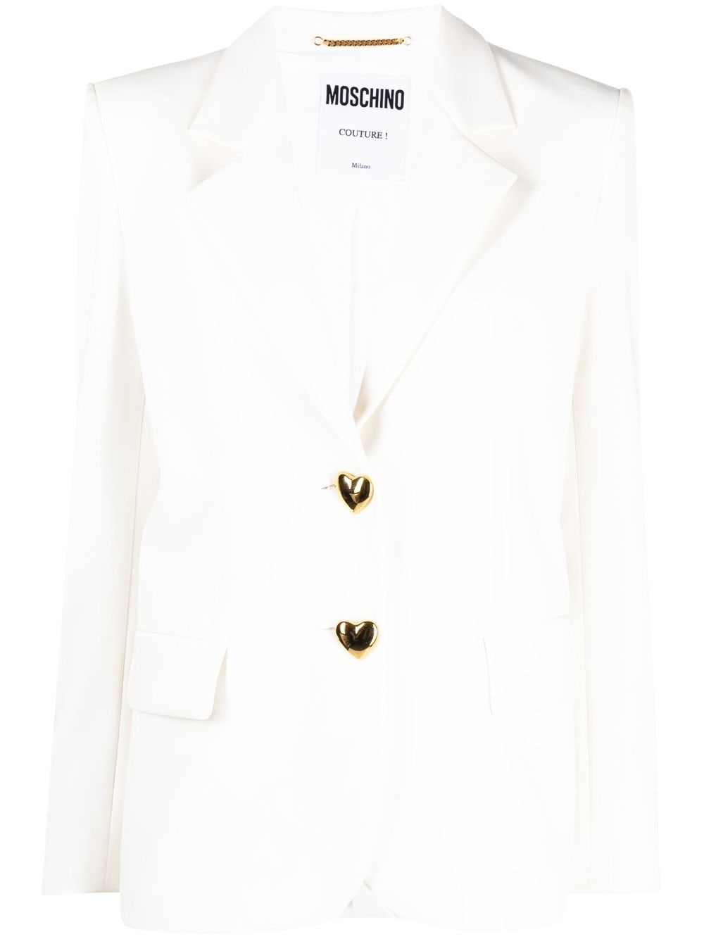 White single-breasted jacket with heart closure