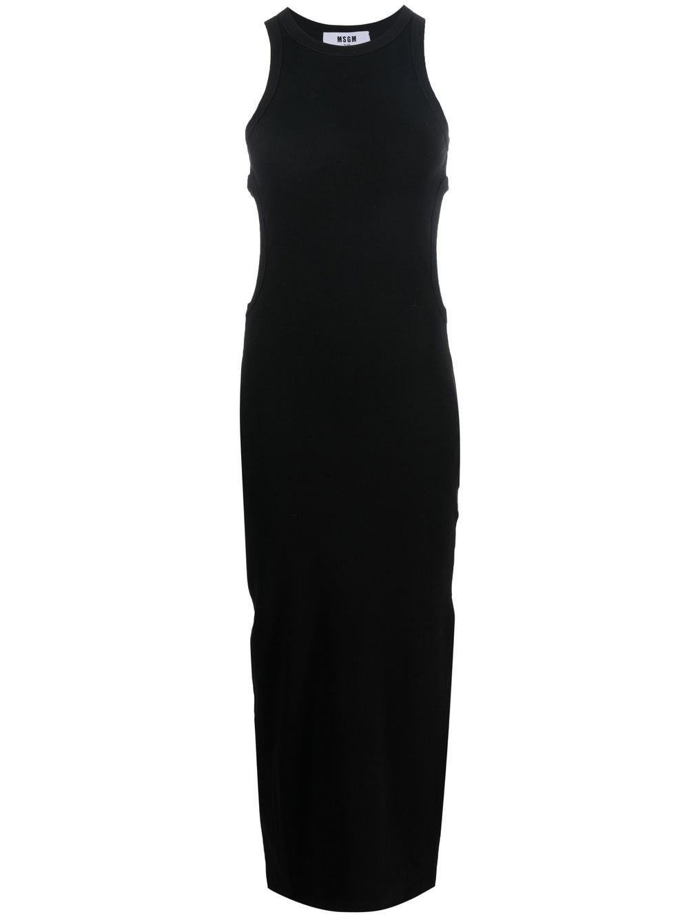 Long black dress with side cut-outs