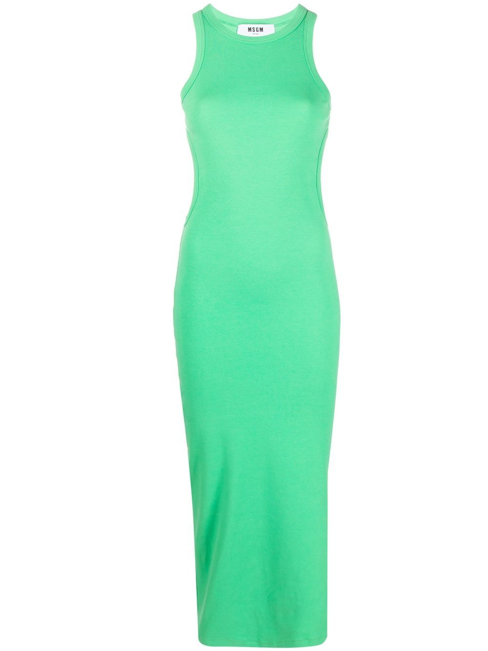 Long green dress with side cut-outs