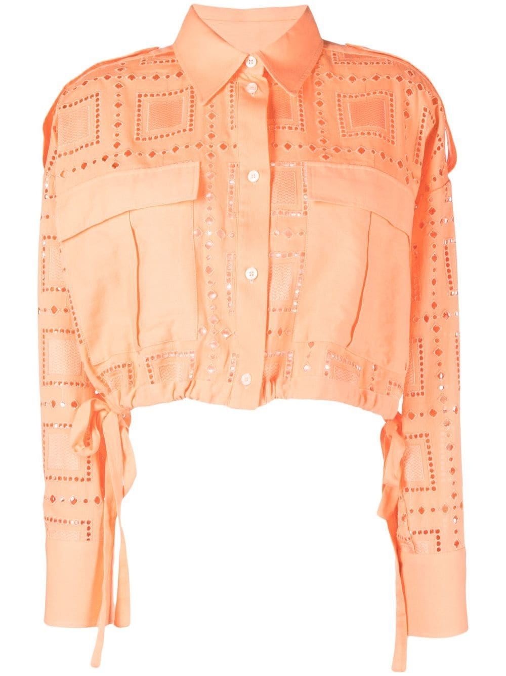 Salmon shirt with perforated details