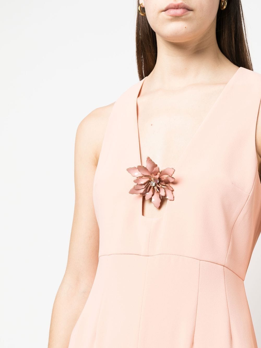 Pink flower neckline jumpsuit