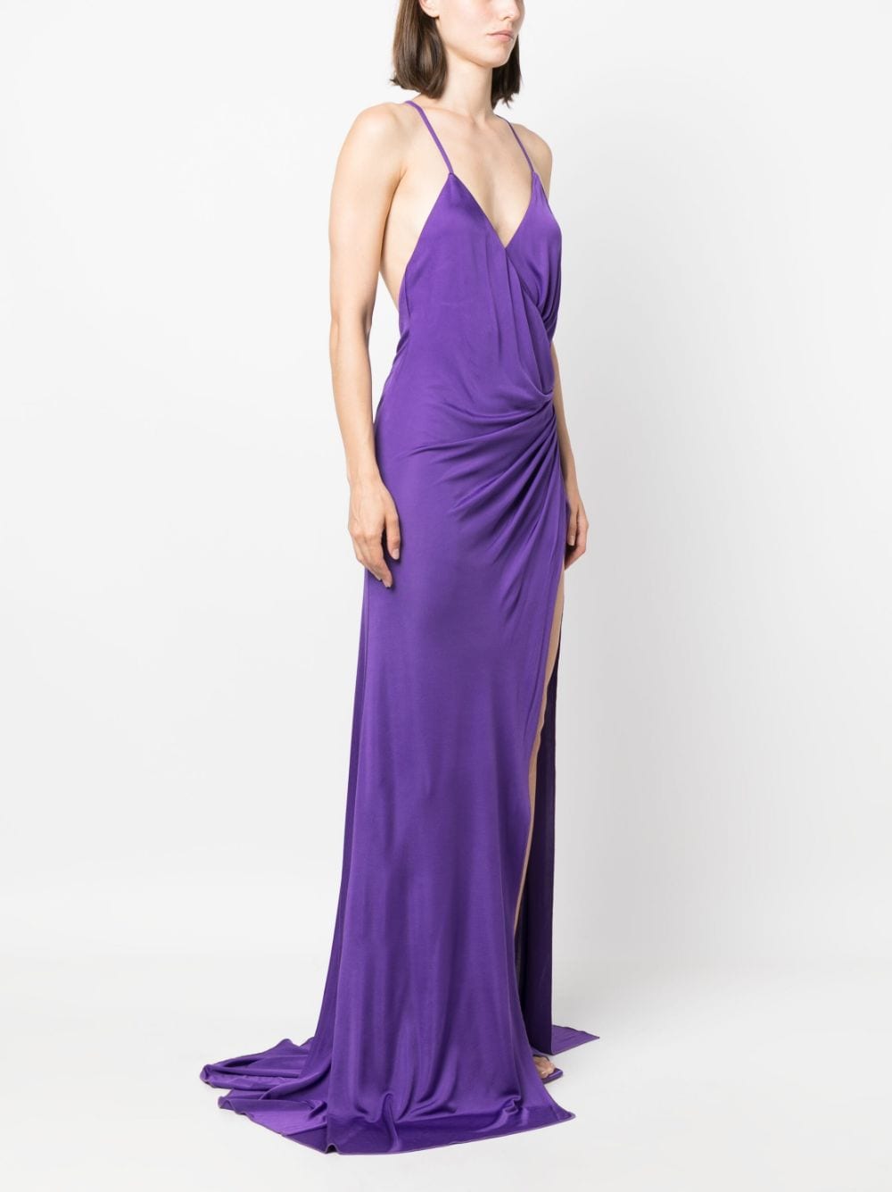 Long purple dress with backless