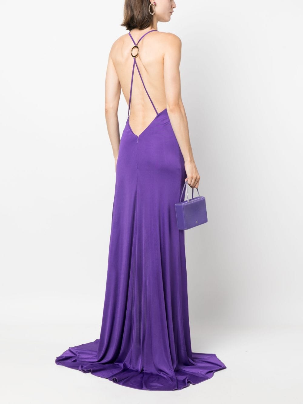 Long purple dress with backless