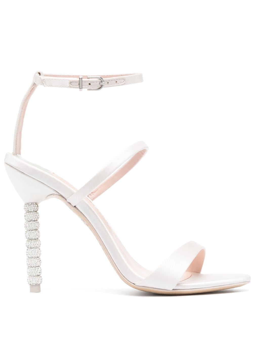 Satin silver sandal with crystals