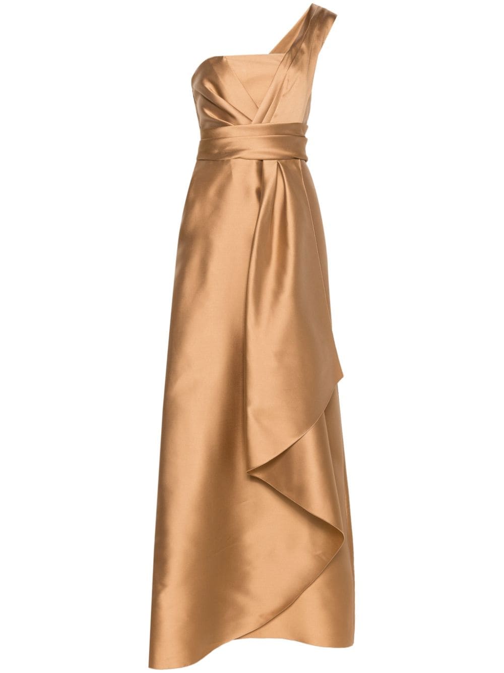 Long beige Mikado silk dress