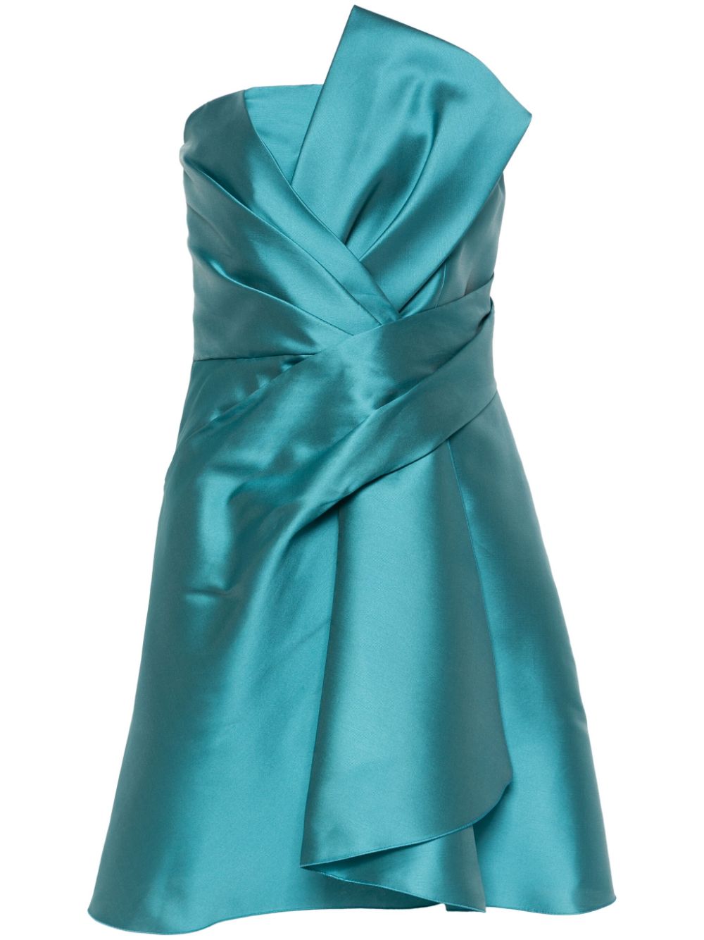 Short turquoise Mikado silk dress