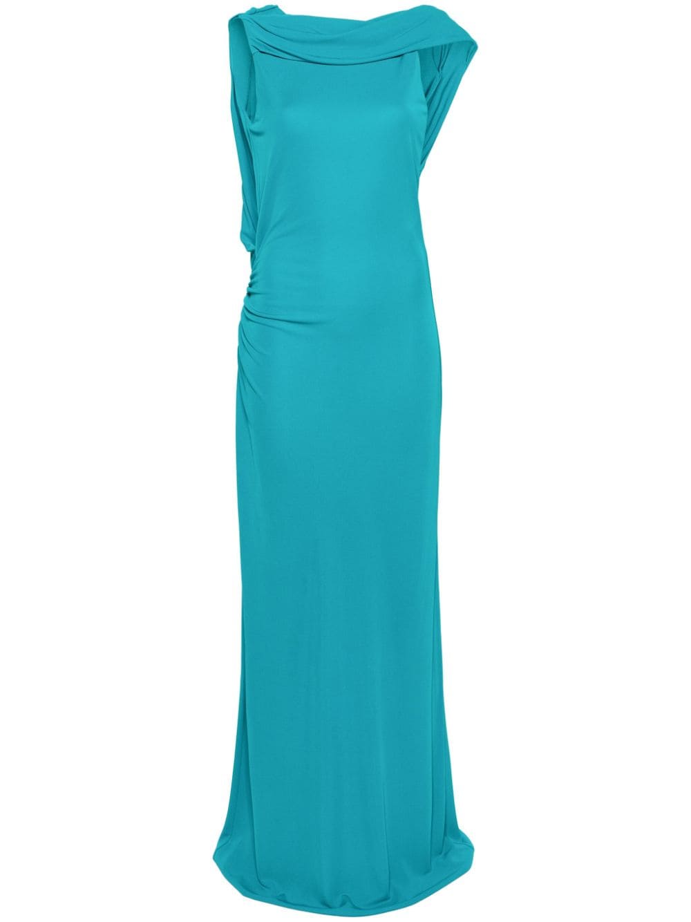 Turquoise hooded back dress