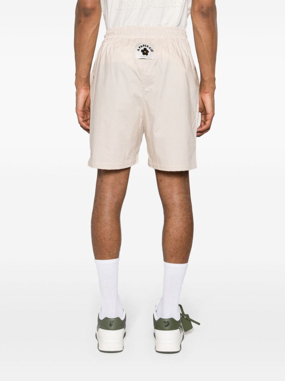 Cream Bermuda shorts with drawstring