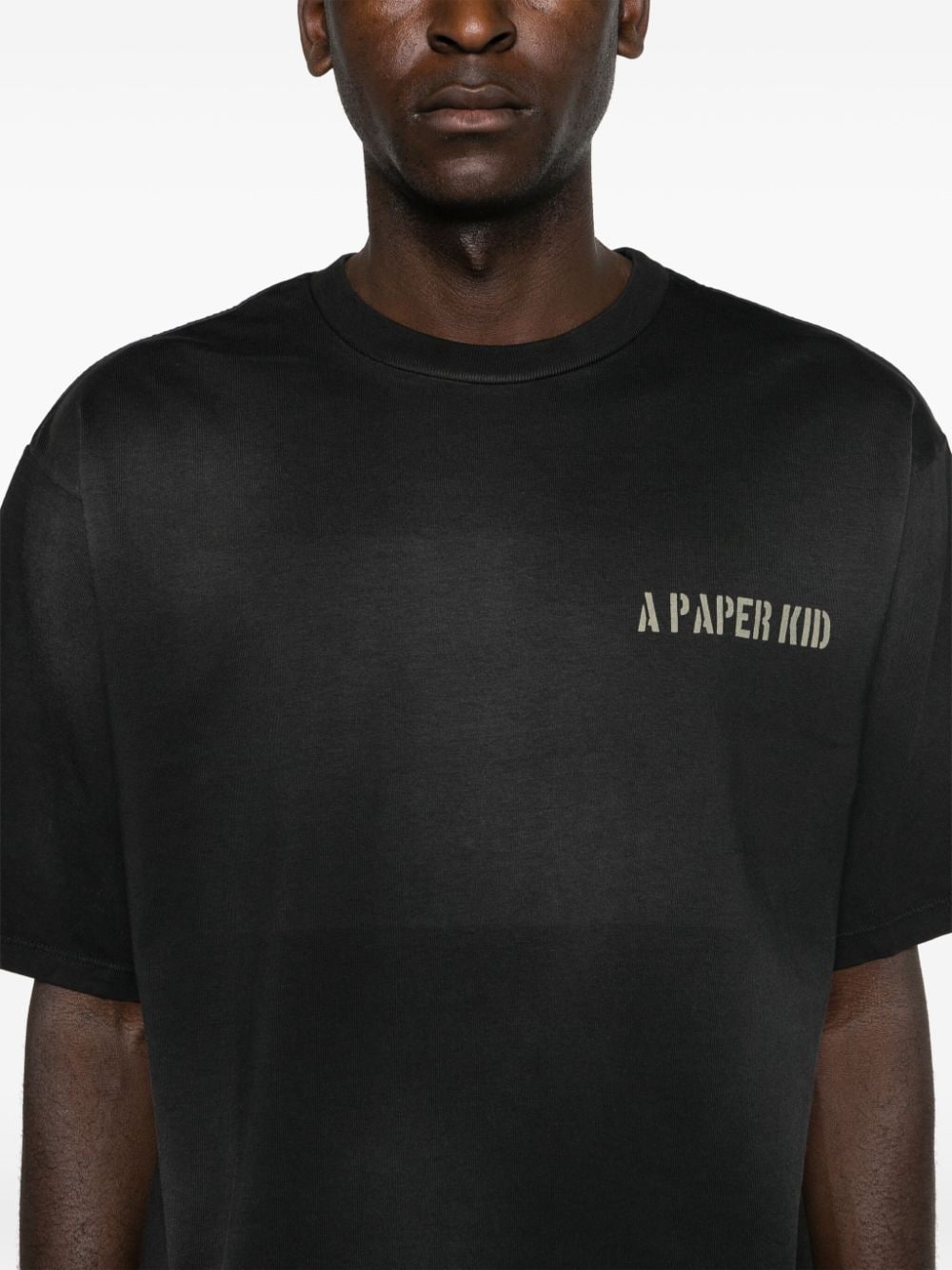 Black T-shirt with back print and slogan