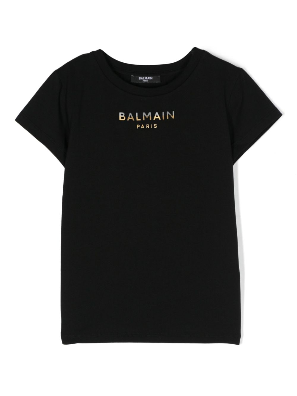 T-shirt nera logo gommato metallizzato