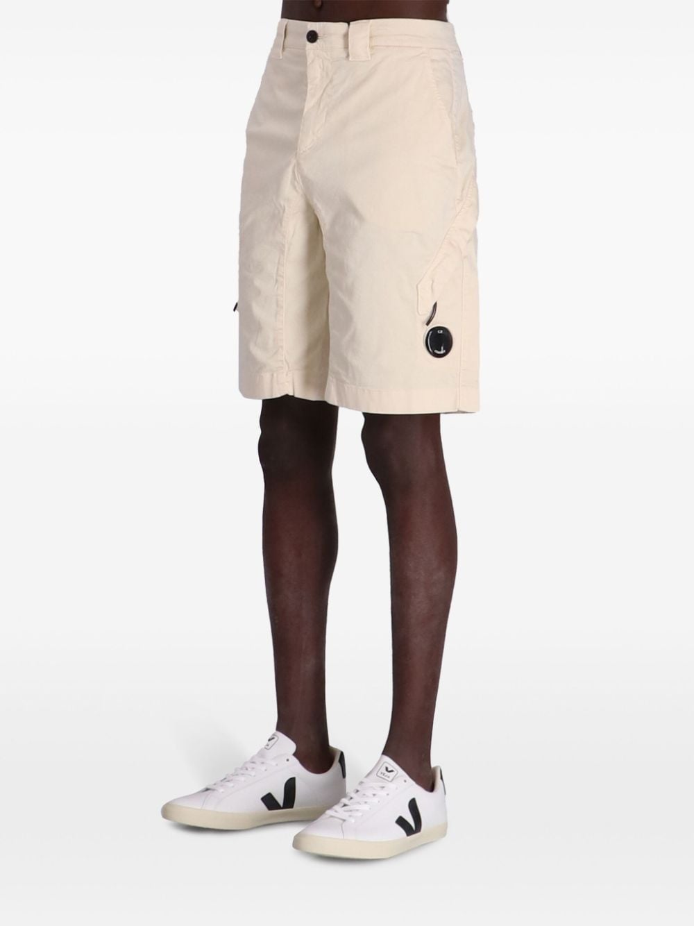 Beige Bermuda shorts with Lens logo