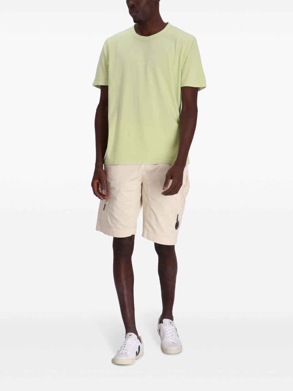 Beige Bermuda shorts with Lens logo