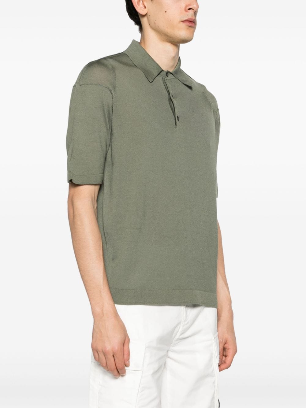 Polo verde in maglia fine