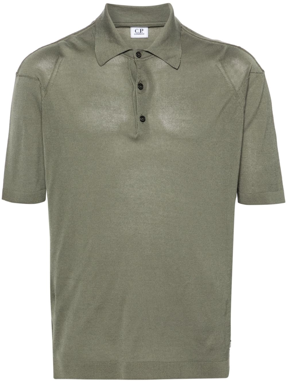 Green fine-knit polo shirt