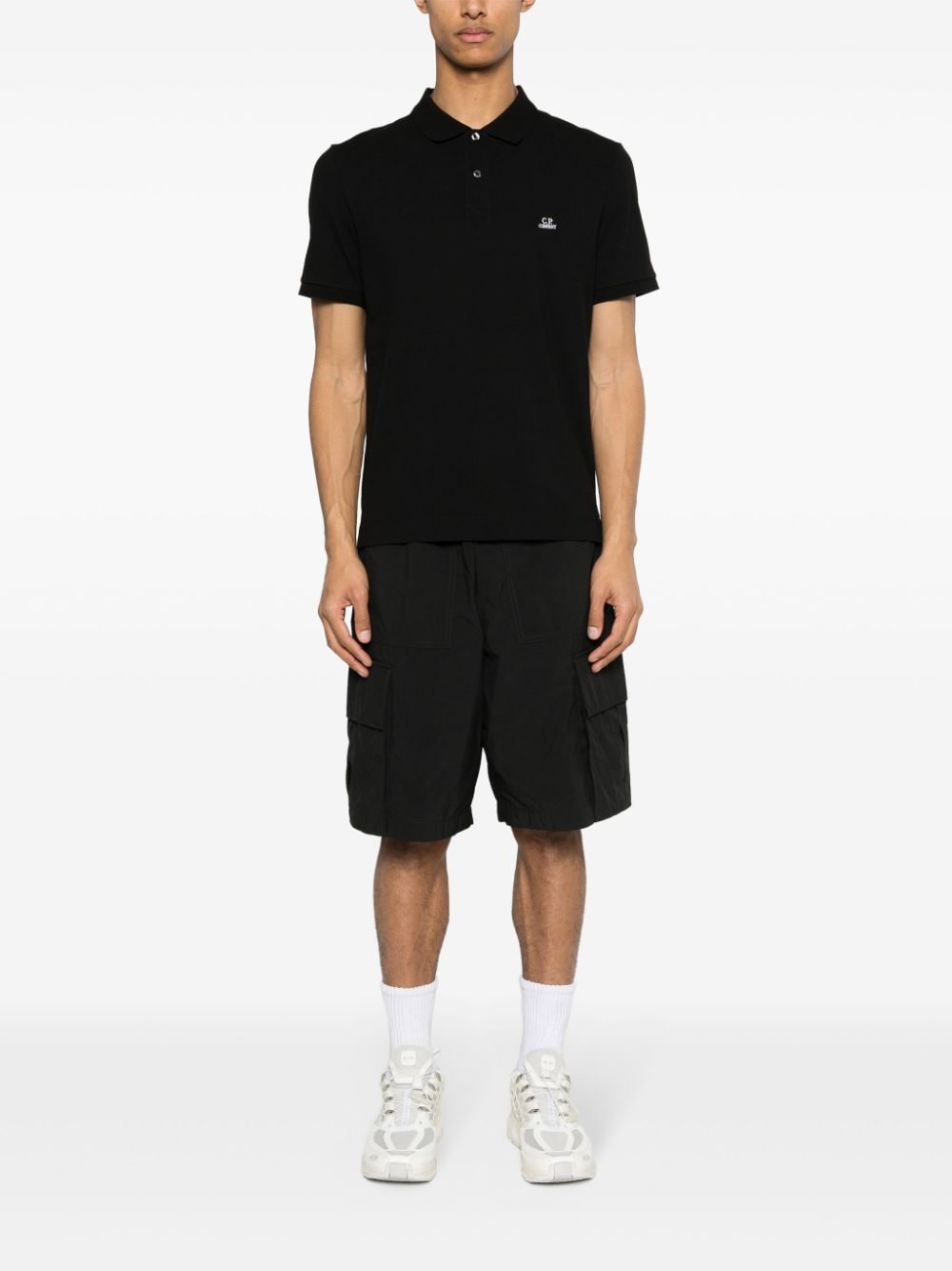 Black mini logo polo shirt