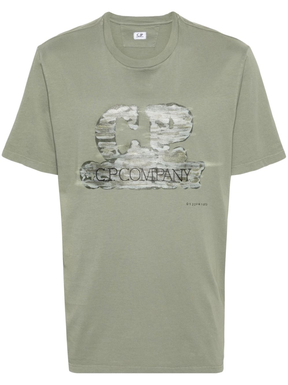 T-shirt verde stampa centrale