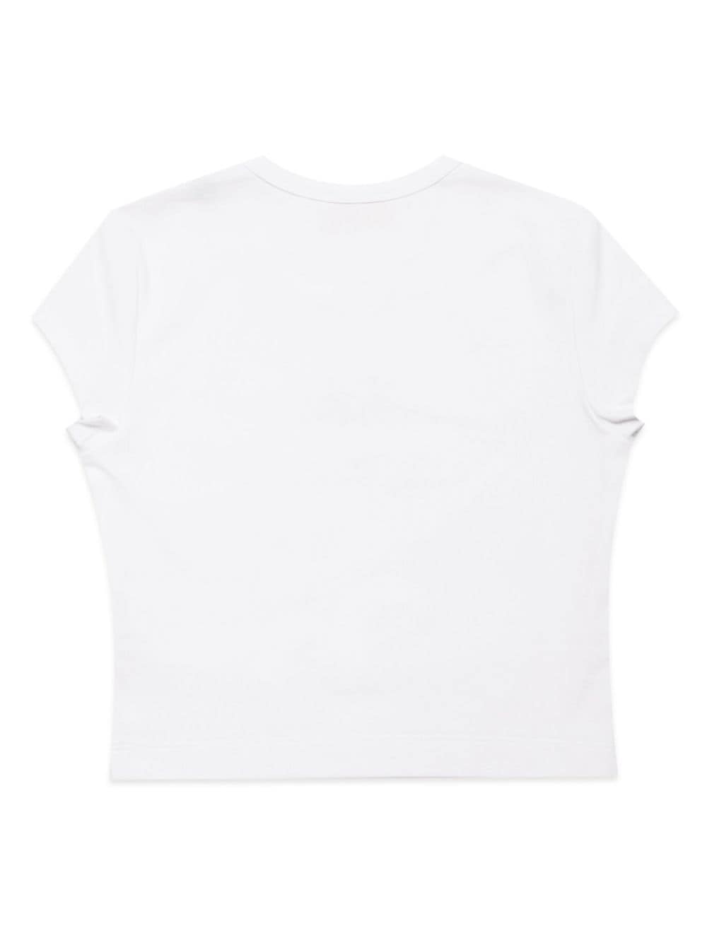 T-shirt bianca logo  Oval D ricamo J018300AFAA K100 DIESEL KIDS 