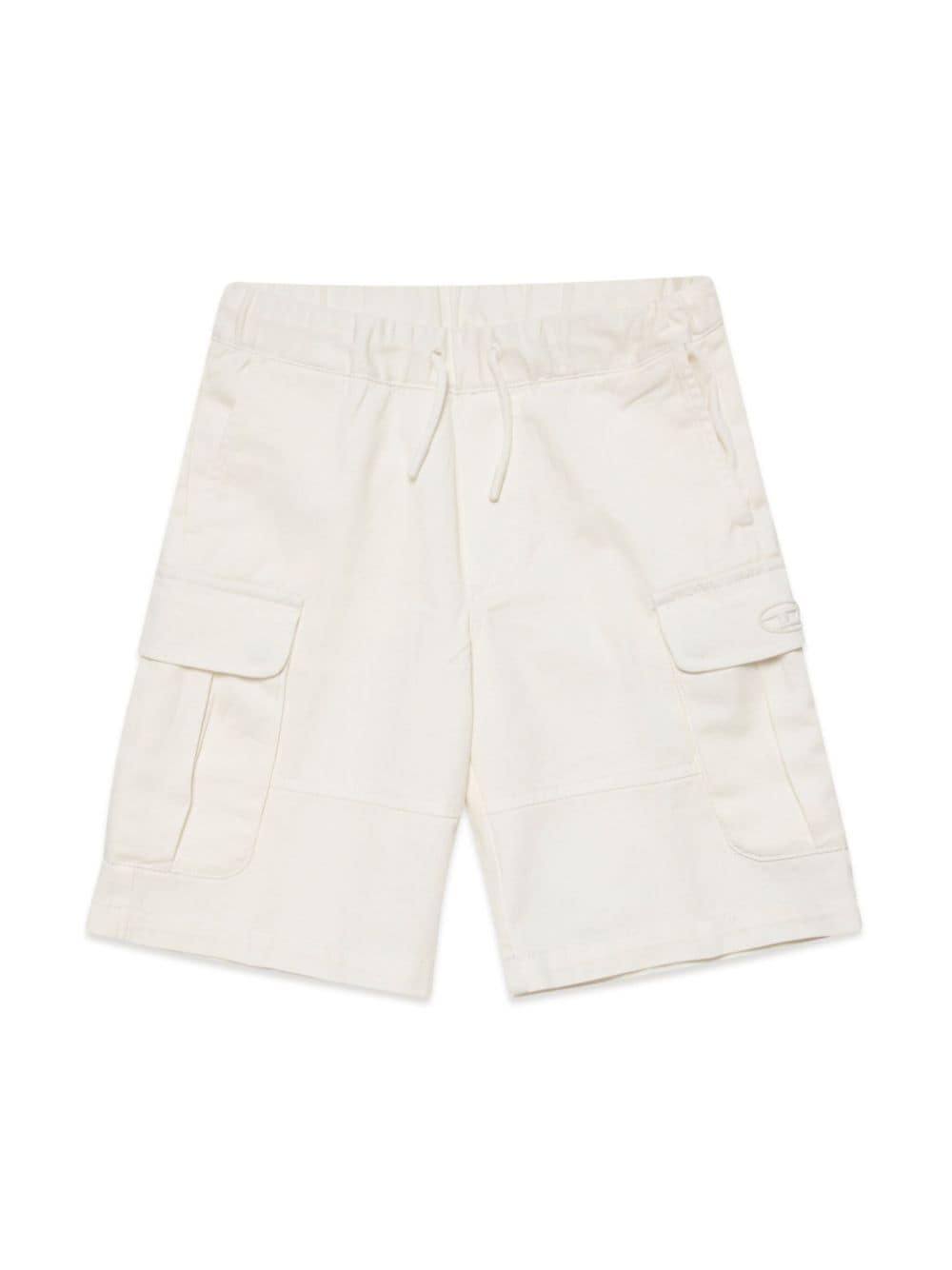 Cream white shorts with logo embroidery