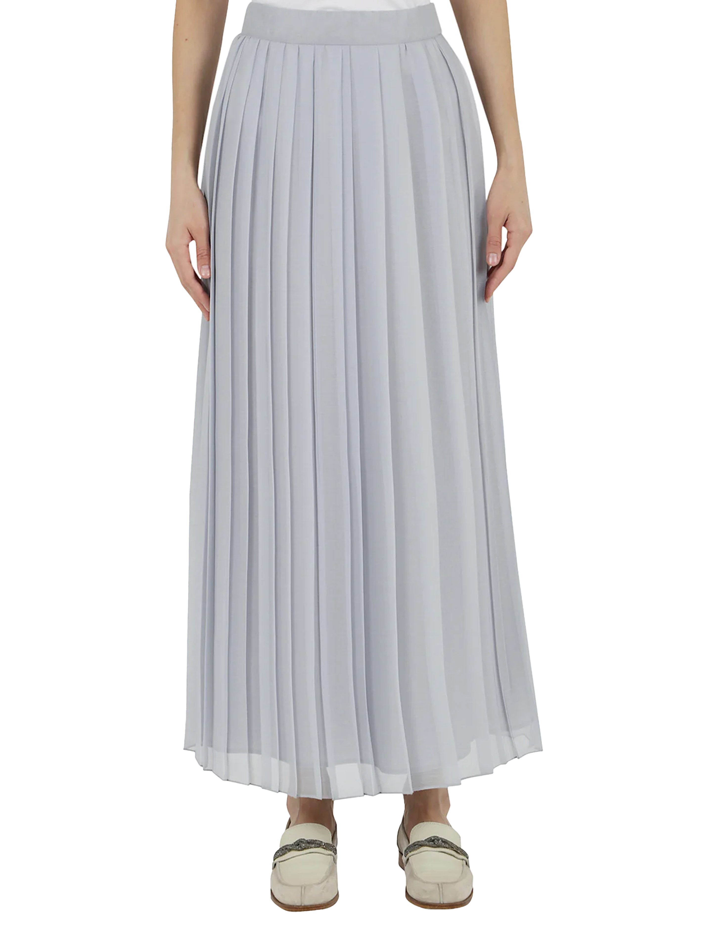 Long powder blue pleated skirt